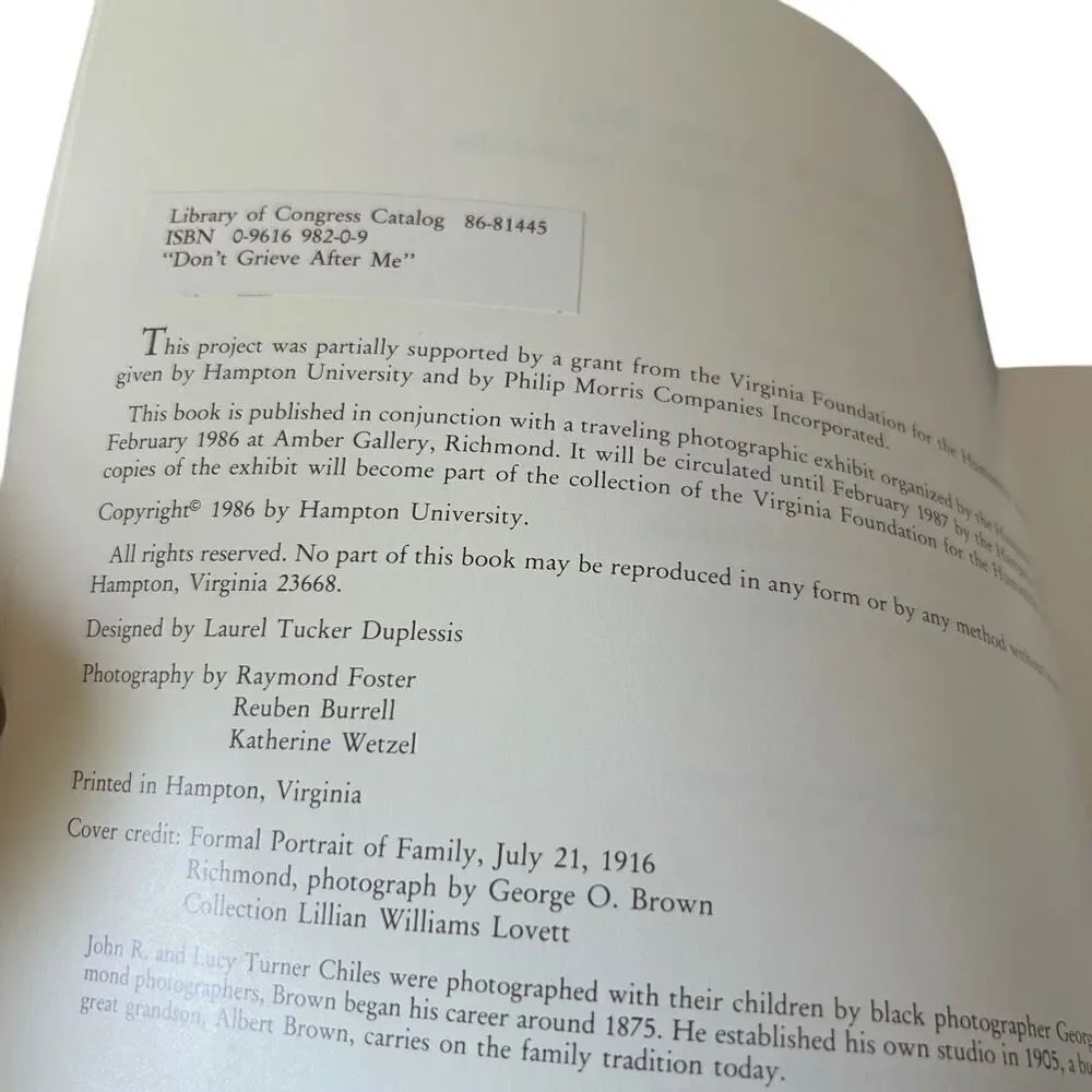 Don't Grieve After Me The Black Experience in Virgina 1619-1986 Published by Ham